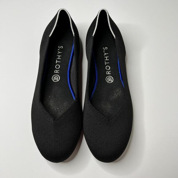 Rothys The Point Solid Pointed Toe Flat Shoes Womens 11.5 Black - Picture 7 of 7